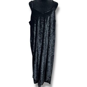 Unbranded Elegant Black Sleeveless V-Neck High Low Sexy Velvet Midi Dress